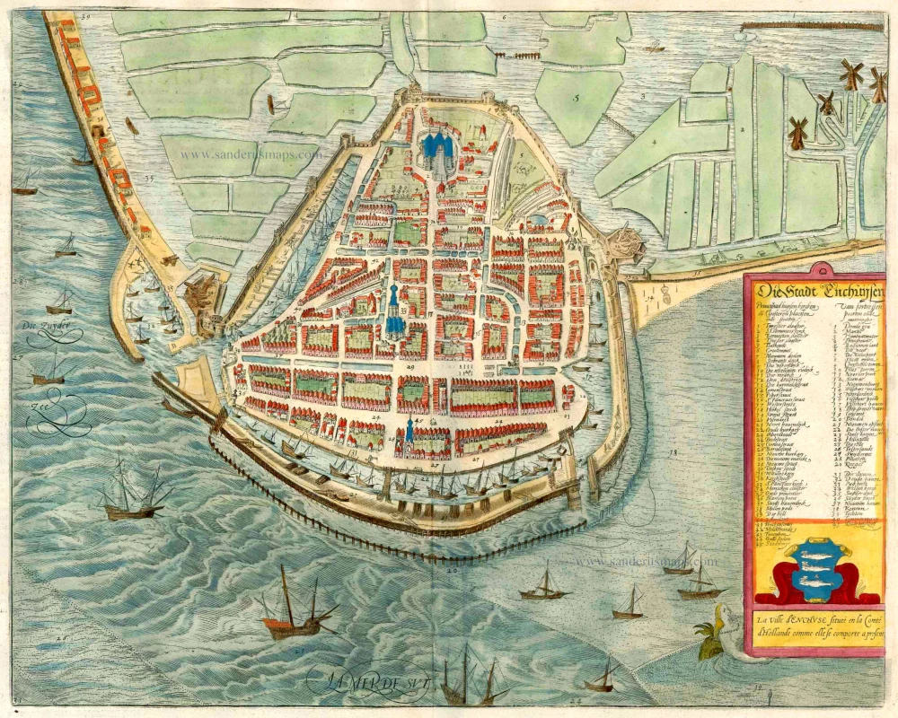 Antique map of Enkhuizen by Braun & Hogenberg | Sanderus Antique Maps ...