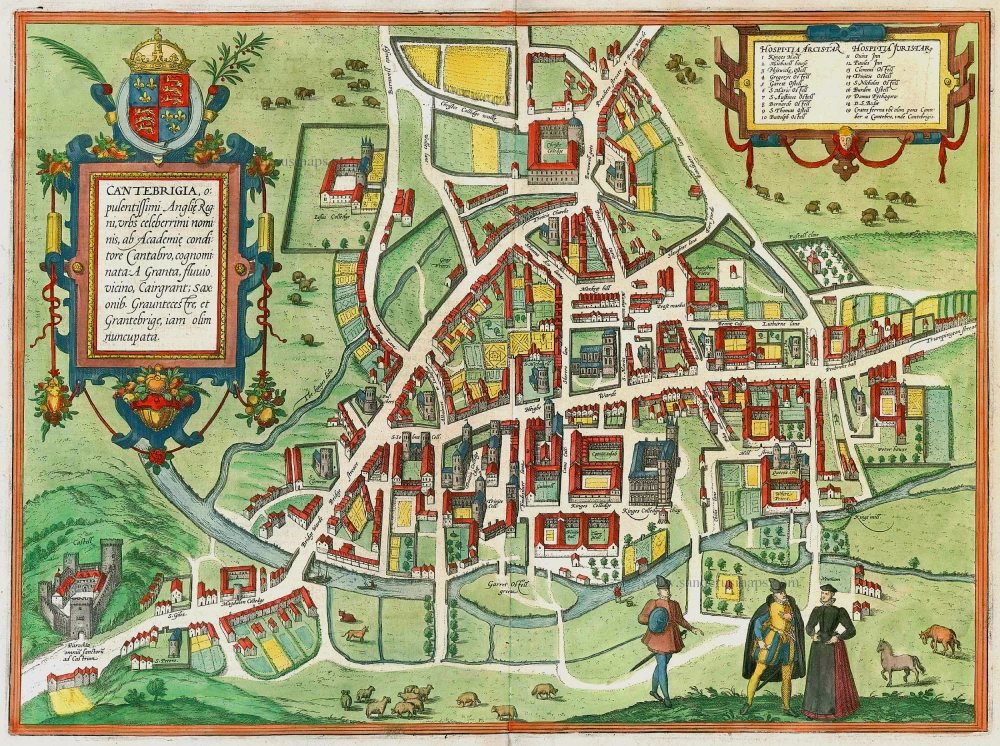 Antique map - plan of Cambridge by Braun & Hogenberg. | Sanderus ...