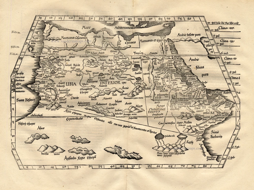 NORTH AFRICA by C. Ptolemeus - L. Fries  Sanderus Antique Maps - Antique  Map Webshop