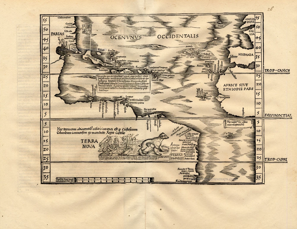 Antique map of Western Hemisphere by C. Ptolemeus - L. Fries | Sanderus ...