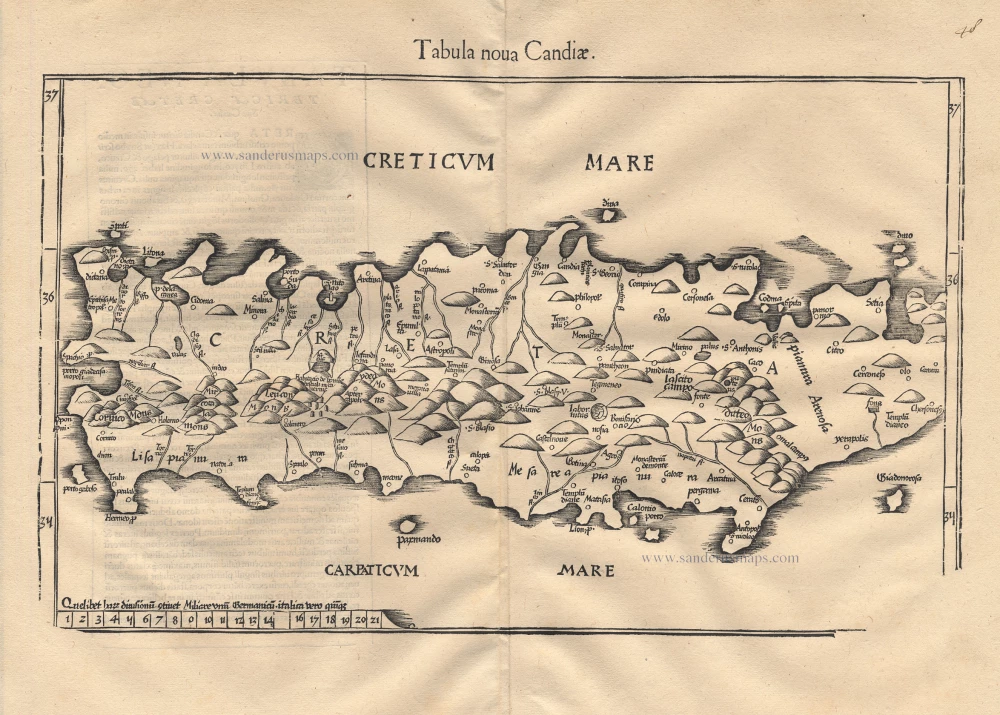 Italy by C. Ptolemeus - L. Fries  Sanderus Antique Maps - Antique Map  Webshop