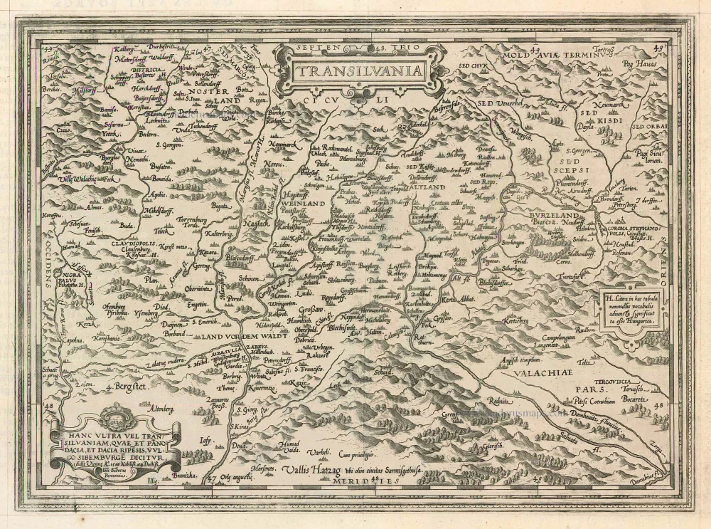 Old, antique map of Transylvania by A. Ortelius | Sanderus Antique Maps ...