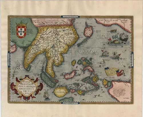 Antique map of Southeast Asia by A. Ortelius | Sanderus Antique Maps ...