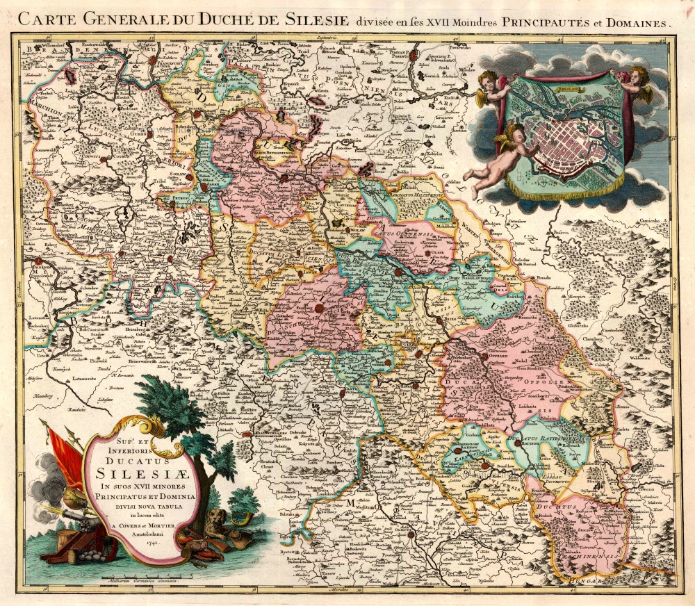 Antique map of Silesia by Covens & Mortier | Sanderus Antique Maps ...