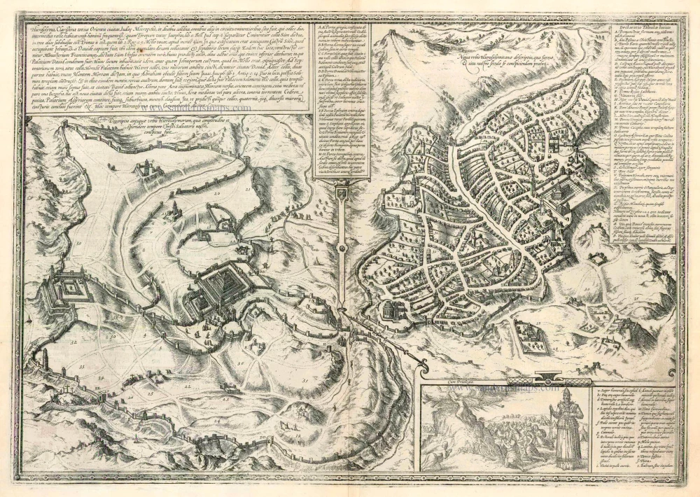 Jerusalem, by Georg Braun and Frans Hogenberg. | Sanderus Antique Maps ...