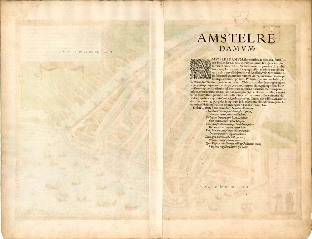 Antique Map Birds Eye View Plan Of Amsterdam By Braun And Hogenberg Sanderus Antique Maps 4551