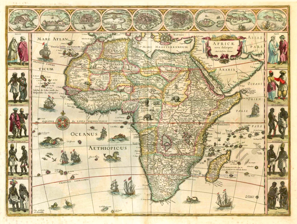 Old antique map of Africa by Blaeu W. & J. | Sanderus Antique Maps ...