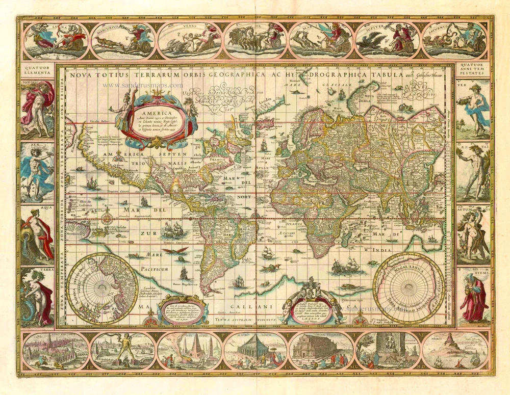 WORLDbyBlaeu W. & J. | Sanderus Antique Maps - Antique Map Webshop