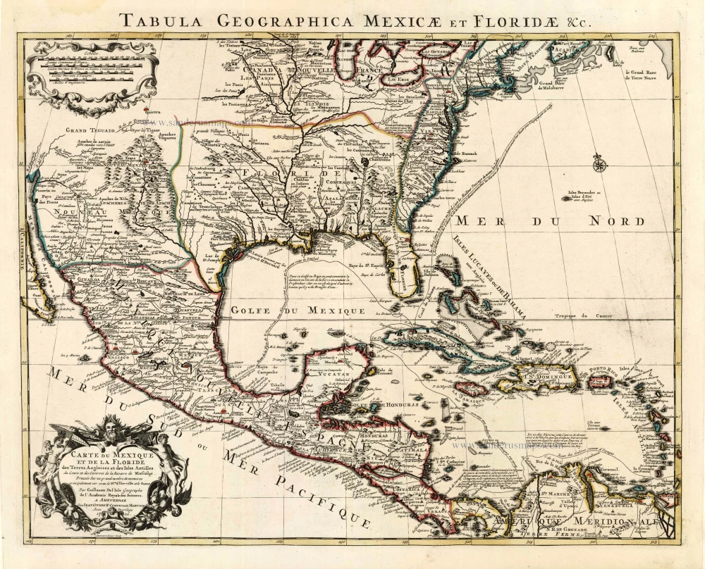 Old antique map of North America (South) & Central America by Covens ...