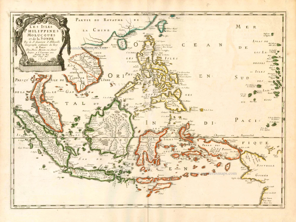 Old antique map of Southeast Asia by Nicolas Sanson | Sanderus Antique ...