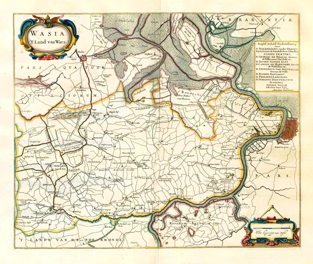 LAND VAN WAAS By J. Blaeu | Sanderus Antique Maps - Antique Map Webshop