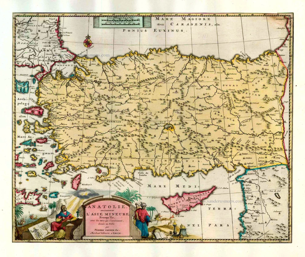 Antique map of Turkey & Cyprus by C. Ptolemeus - L. Fries