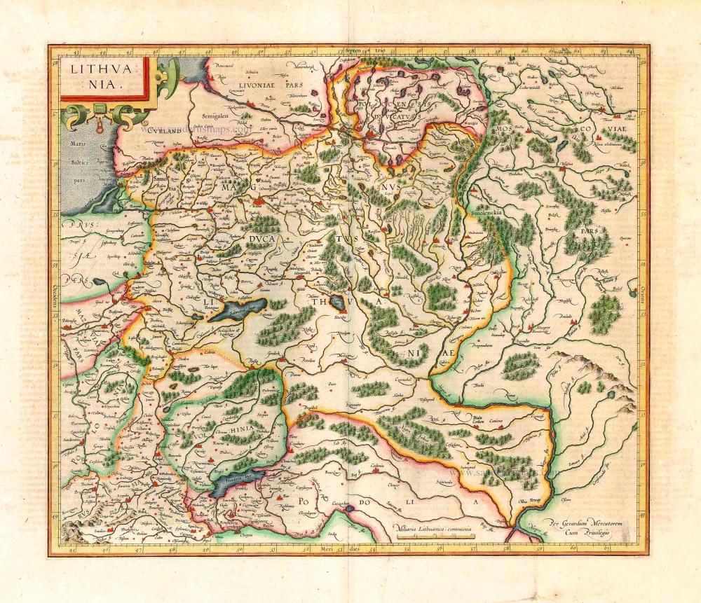 Lithuania By G. Mercator - J. Hondius | Sanderus Antique Maps - Antique ...