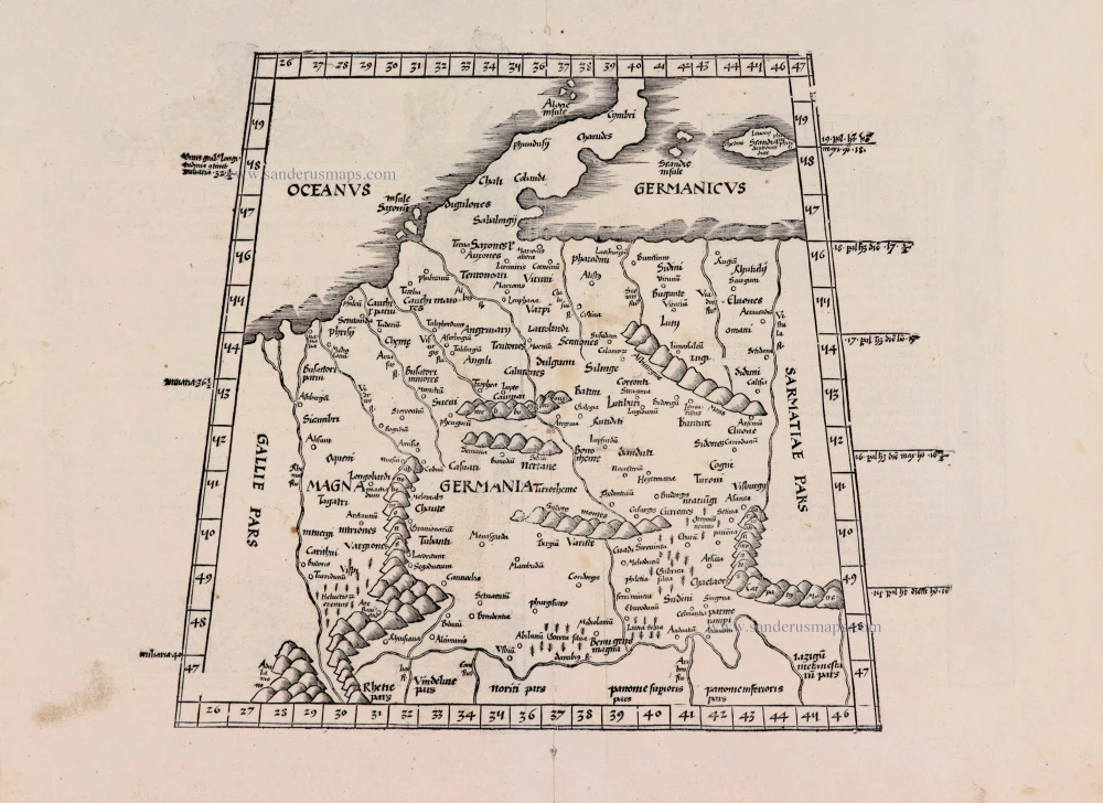 Italy by C. Ptolemeus - L. Fries  Sanderus Antique Maps - Antique Map  Webshop