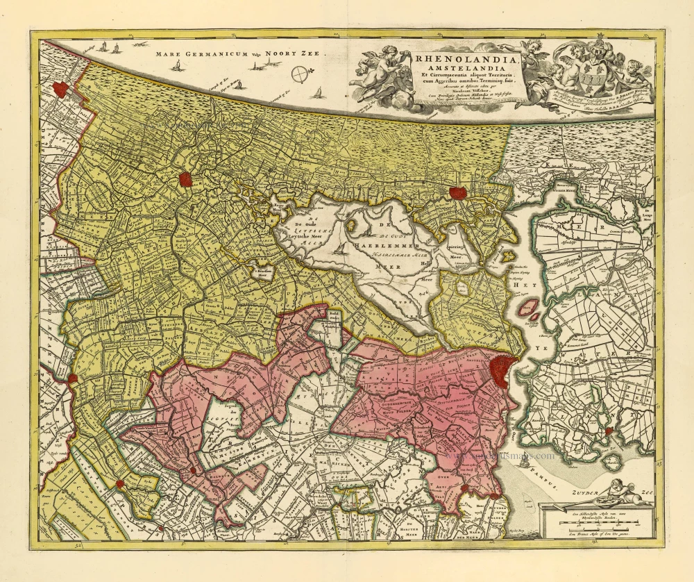 Rhenolandia, Amstelandia et Circumjacentia aliquot Territoria, cum Aggeribus omnibus, Terminiqz fuis.
