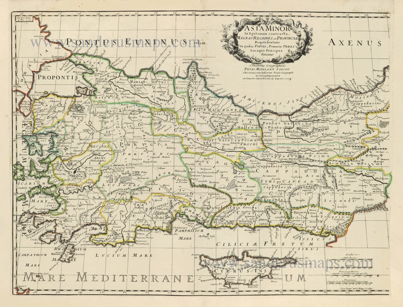 Antique map of Turkey & Cyprus by C. Ptolemeus - L. Fries