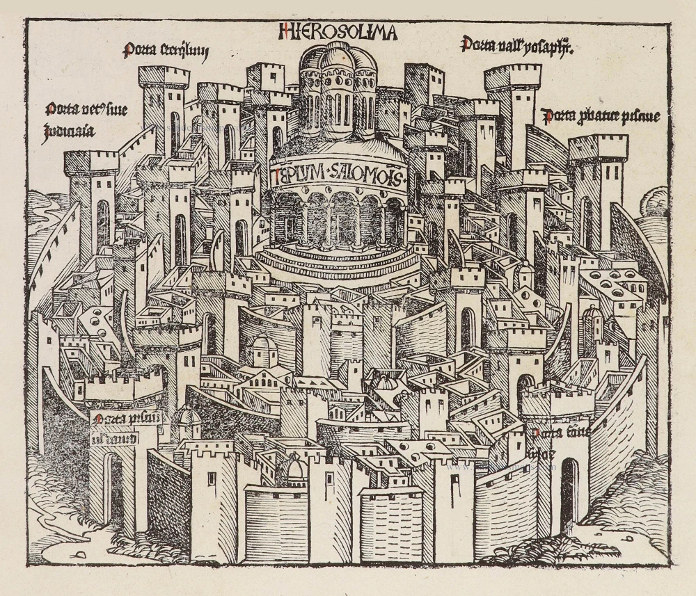 Jerusalem - Temple by Hartman Schedel. | Sanderus Antique Maps ...