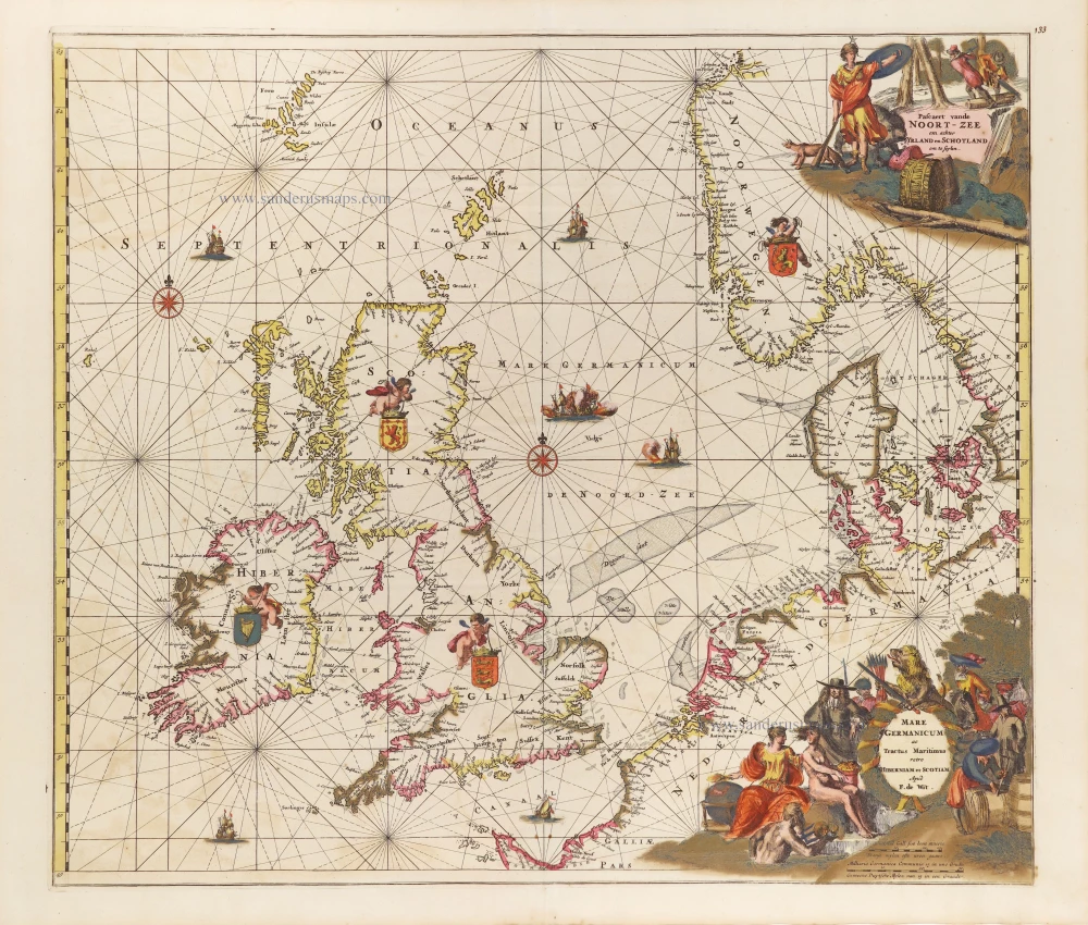 North Sea & British Isles, by Frederick de Wit. | Sanderus Antique Maps ...