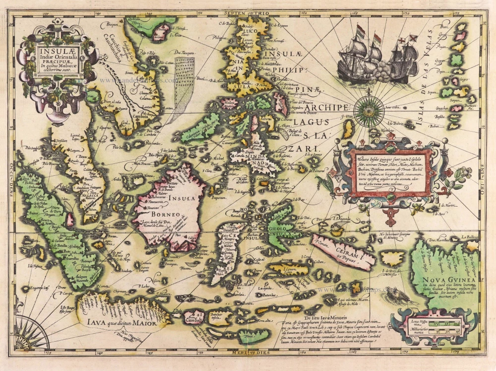 East Indian Archipelago by Jodocus Hondius. | Sanderus Antique Maps ...