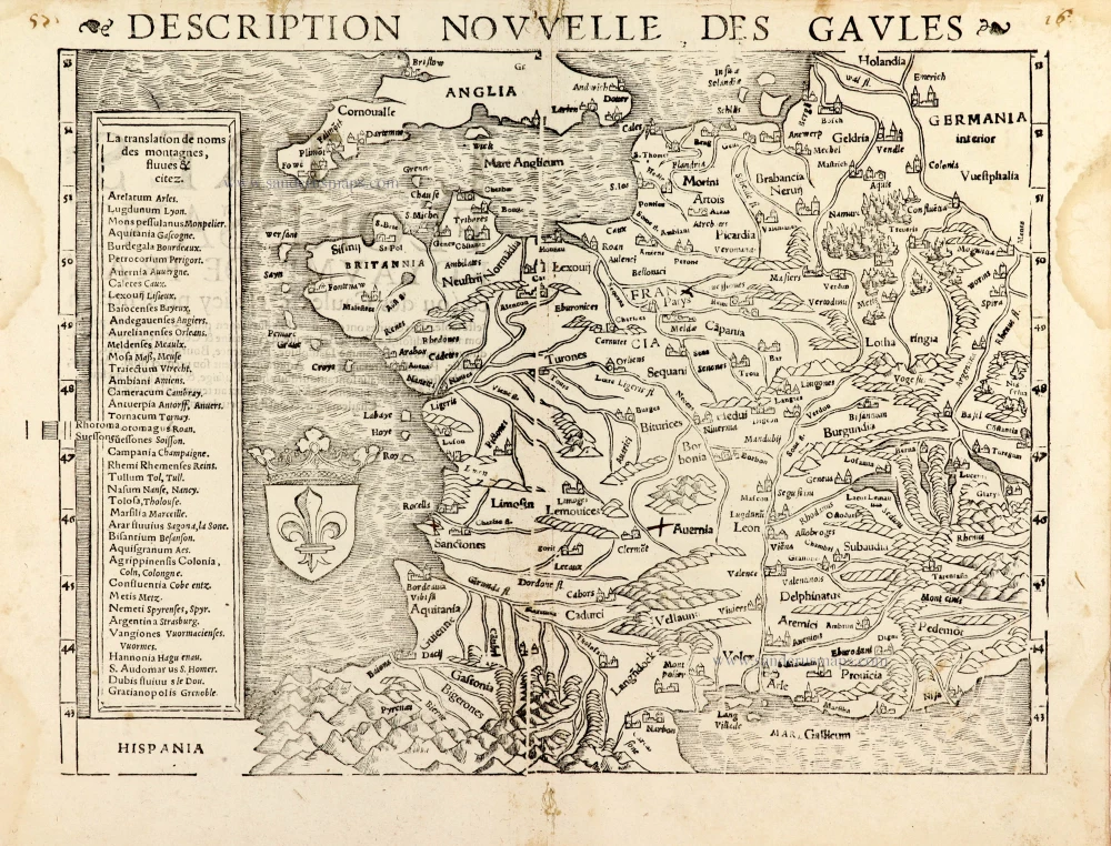 France by Sebastian Münster. | Sanderus Antique Maps - Antique Map Webshop