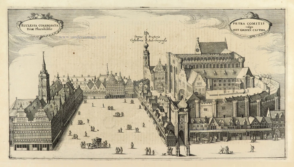 Gent - Gravenkasteel en omgeving door Antonius Sanderus.