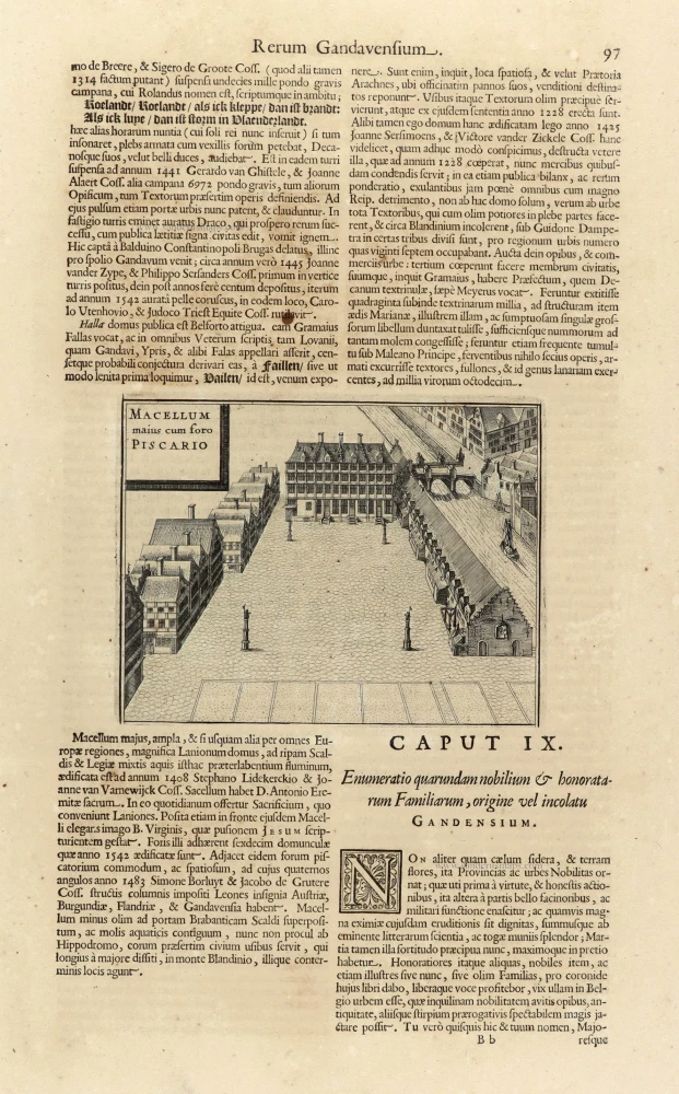 Gent - Vleeshalle en Vismarkt door Antonius Sanderus.