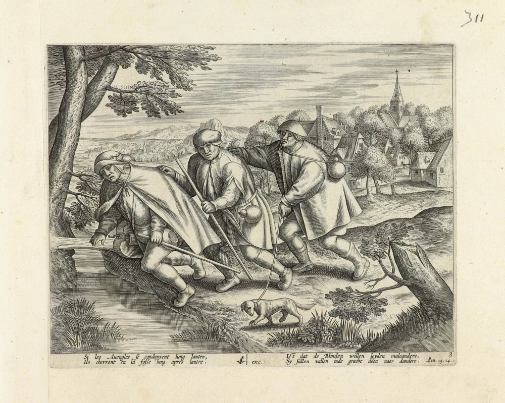Si les Aveugles se conduysent lung lautre, ... - Ist dat de Blinden willen leyden malcandere, ....