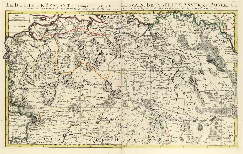 Le Duché de Brabant qui comprend les quartiers de Louvan, Brussekkes, Anvers et Bos le Duc