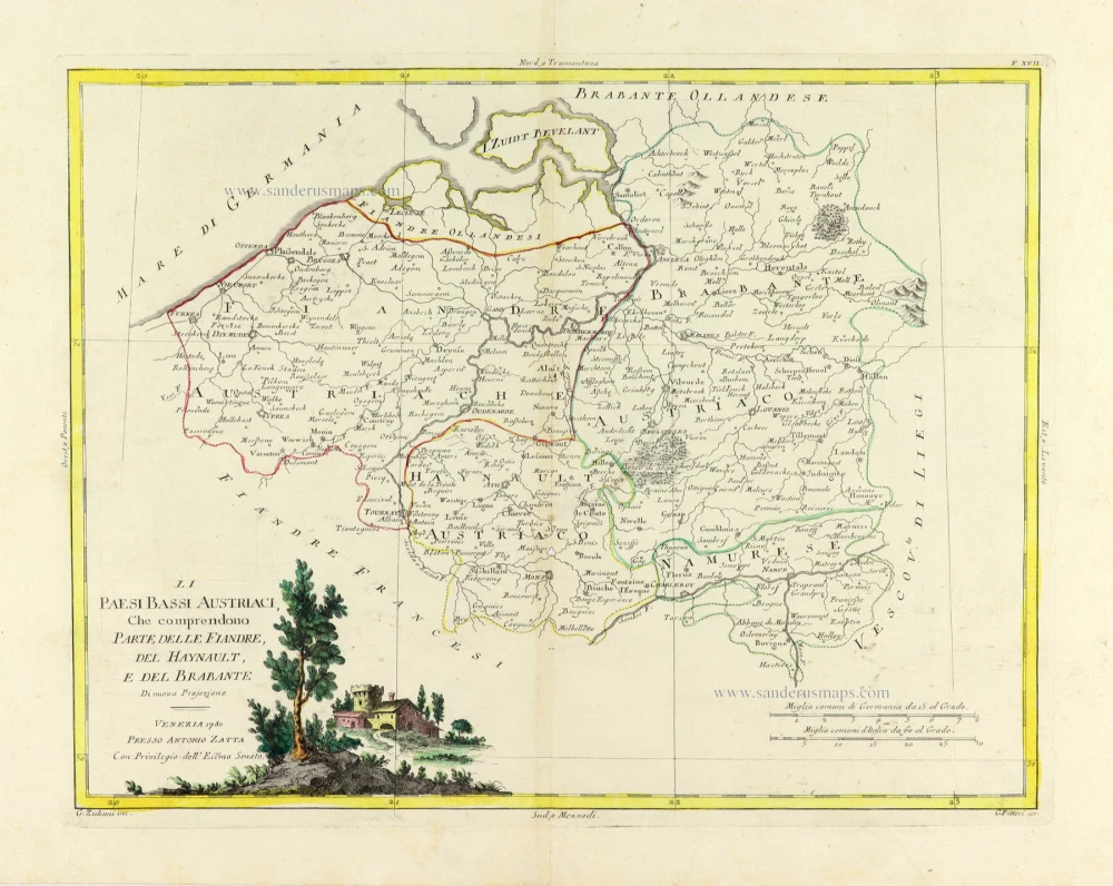 Li Paesi Bassi Austriaci, che comprendono Parte delle Fiandre, del Haynault, e del Brabante.
