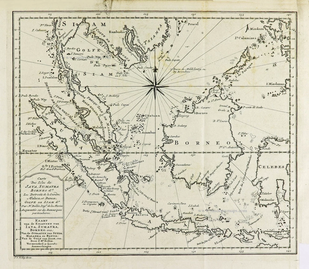 Carte Des Isles de Java, Sumatra, Borneo &a Les Detroits de la Sunde, Malaca, et Banca, &a.
