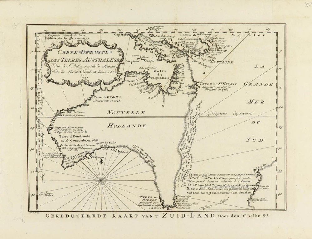 Carte Réduite des Terres Australes.