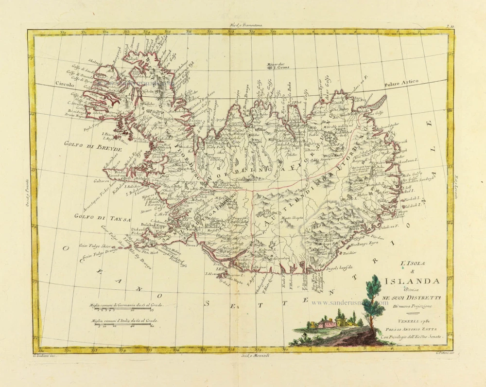 L'Isola d'Islandia Divia ne suoi Distretti