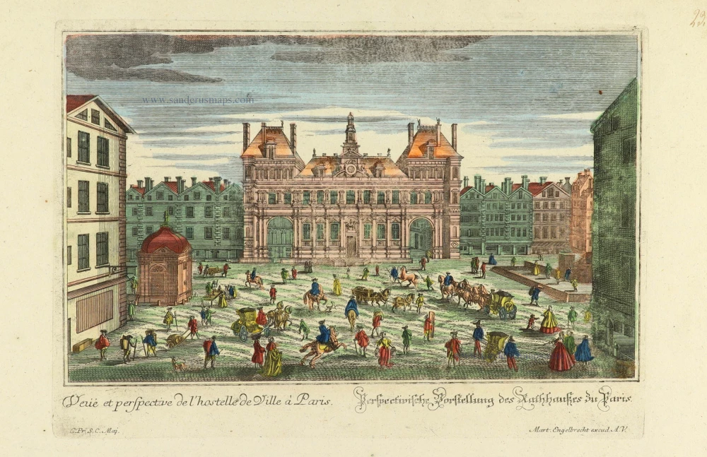 Veuë et perspective de l'hostelle de Ville à Paris. - Perspectivische Vorstellung des Rathhauses zu Paris.
