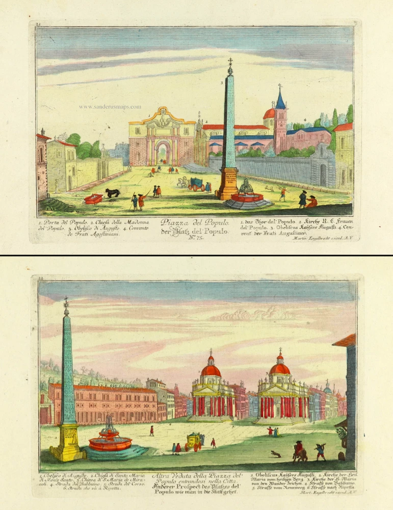 Two views of the Piazza del Populo in Rome (Roma), by Martin Engelbrecht.