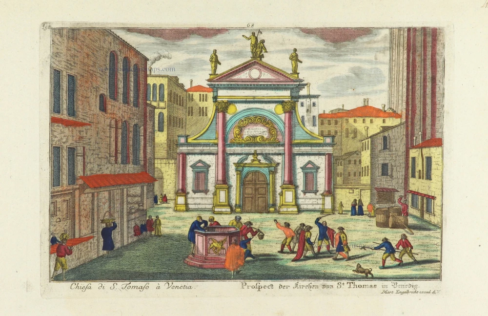 Chiesa di S. Tomaso à Venetia. - Prospect der Kirchen von St. Thomas in Venedig.