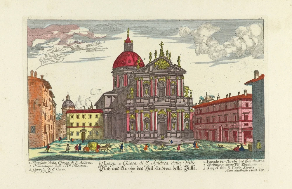 Piazza e Chiesa di S. Andrea della Valle. - Platz und Kirche des Heil. Andrea della Valle.