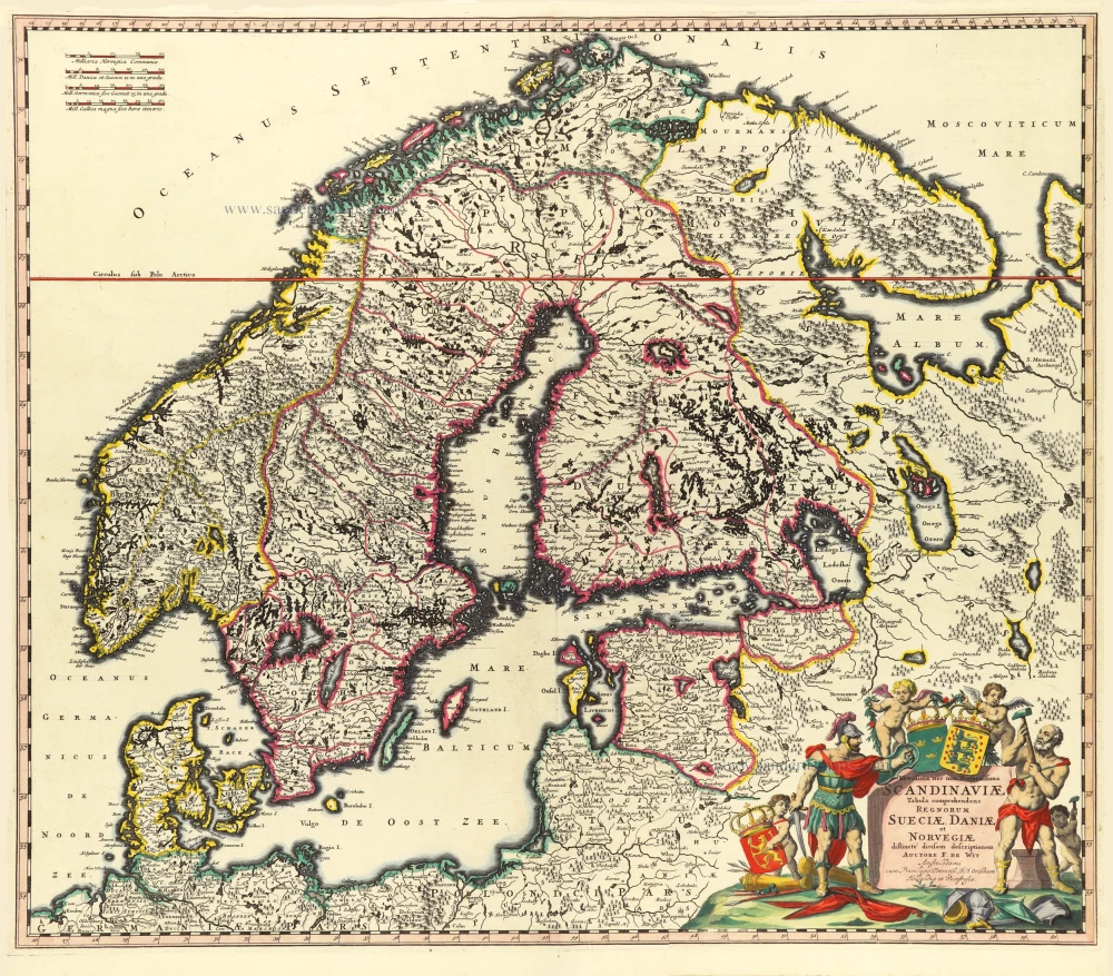Novissima nec non Perfectissima Scandinaviae Tabula Comprehendens Regnorum Sueciae, Daniae et Novegiae.