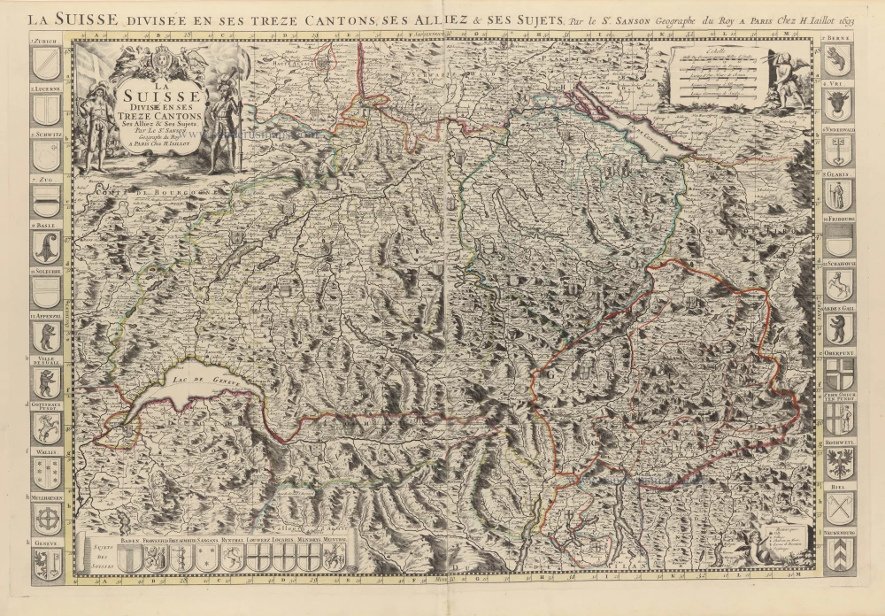 Switzerland by Nicolas Sanson, published by Hubert Jaillot.
