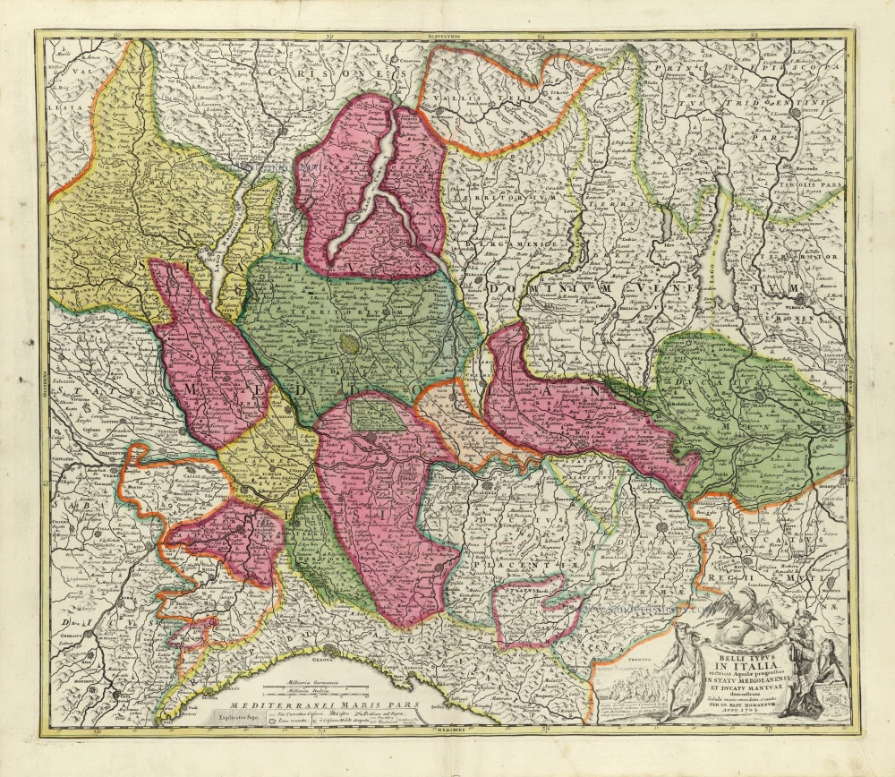 Northwest Italy, by J.B. Homann.