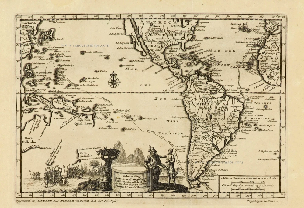 Scheeps-Togt door Ferdinand Magellaan uit Kastilien gedaan na R. de la Plata en van daar door zyn ontdekte straat tot aan de Moluccas.