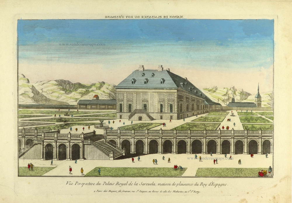 Vue Perspective du Palais Royal de la Sarcuela, maison de plaisance du Roy d'Espagne.