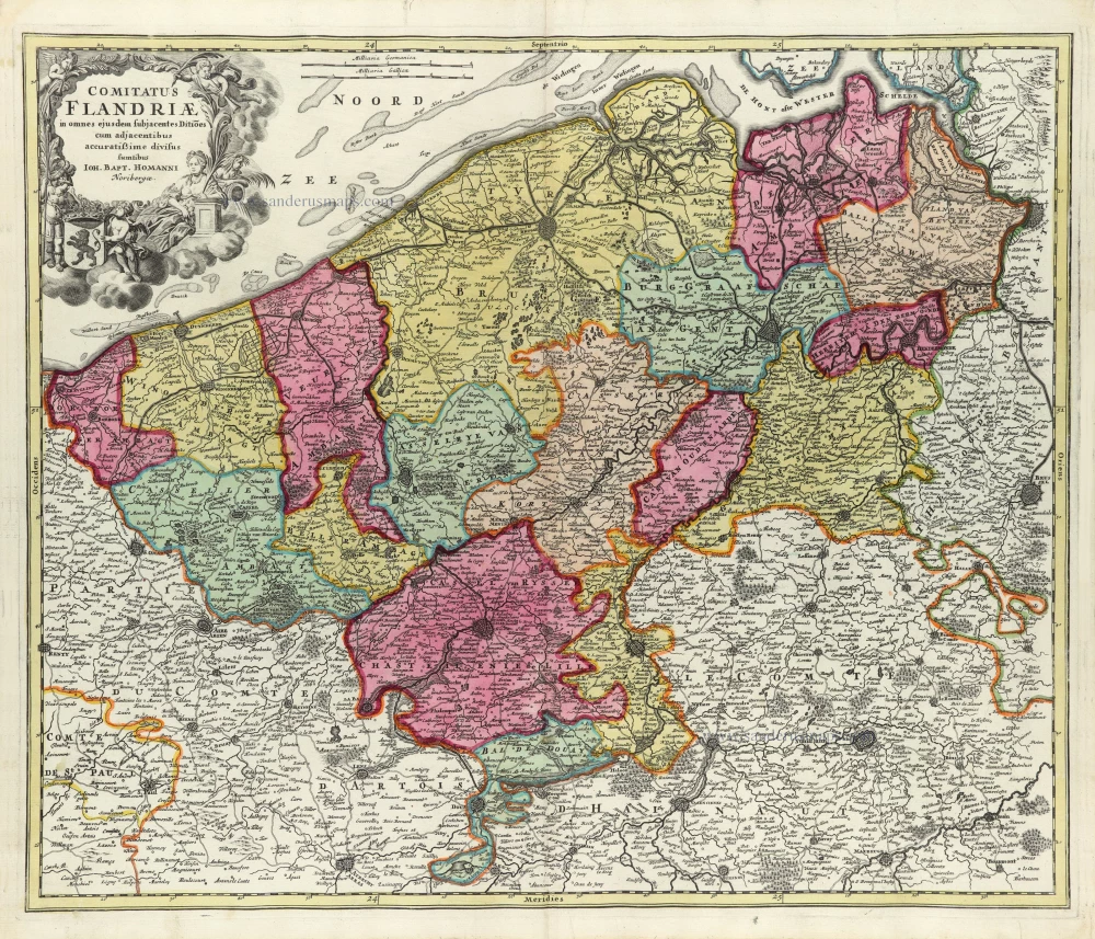 Flanders (Vlaanderen), by J.B. Homann.