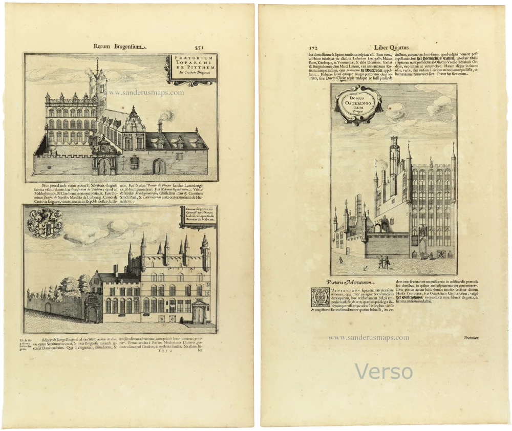 Praetorium Toparchi de Pitthem - Domus Septiturris Generosi viri Domini Ludovici Lopes-Gallo Baronis de Male, etc. - [verso:] Domus Osterlingorum Brugae.