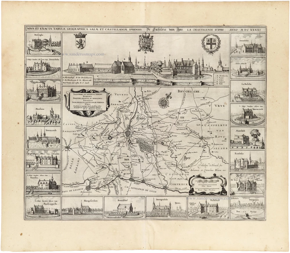 Nova Et Exacta Tabula Geographica Salae Et Castellaniae Iprensis - De Casselrie Van Ipre - La Chastelenie D'ipre Anno MDCXXXXI.