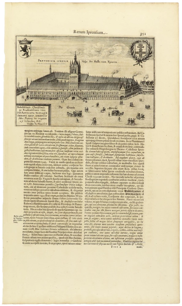 Ieper - Halle met belfort & Marktplein, door Antonius Sanderus. 