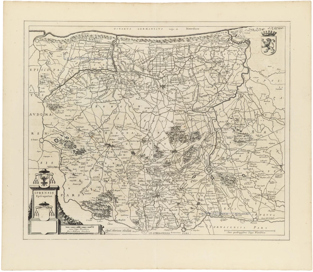The bishopric of Ypres (Ieper), by Antonius Sanderus, published by Henricus Hondius.