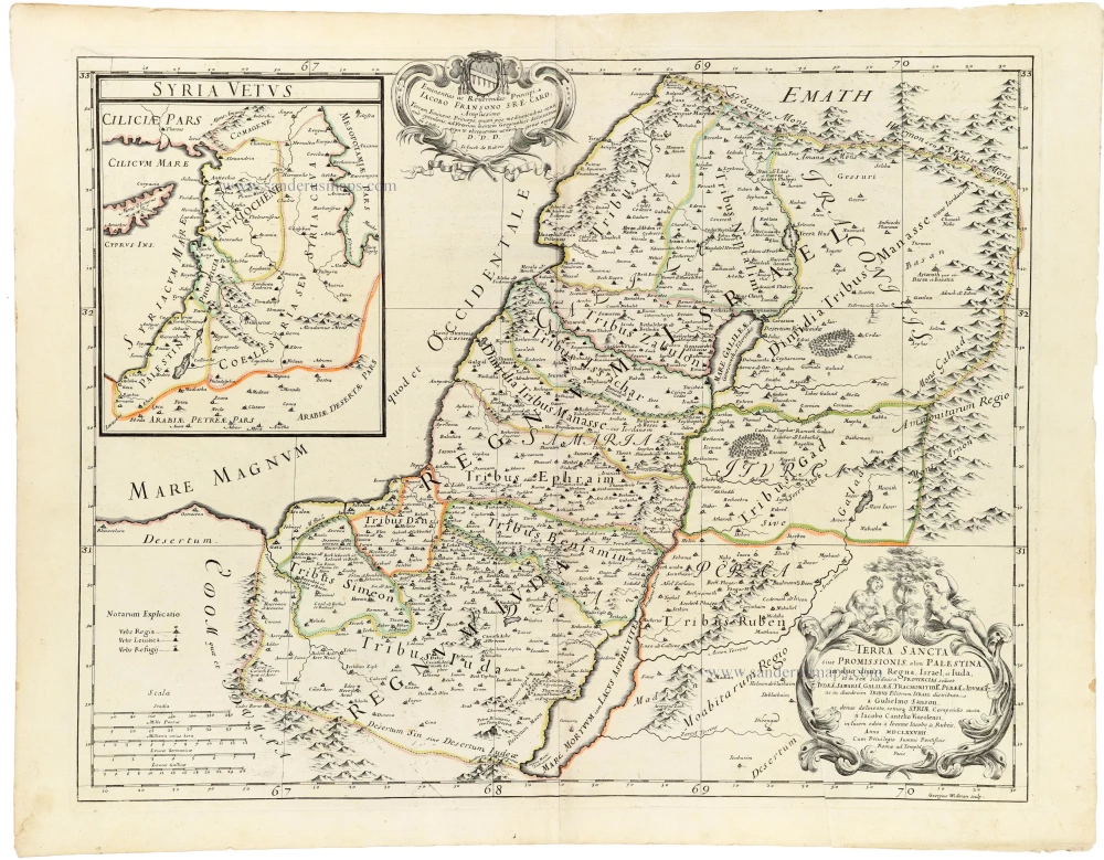 Holy Land, by Guillaume Sanson, adapted by Giacomo Cantelli da Vignola, and published by Giovanni de Rossi.